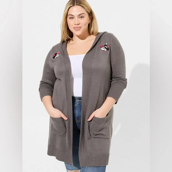 Torrid Disney Mickey And Minnie Mouse Cardigan Hooded Sweater 1X (14-16) - Picture 2 of 11